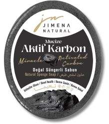MUCİZE AKTİF KARBON DOĞAL SÜNGERLİ SABUN 125 GR / Miracle Activated Natural Sponge Soap - Jimena Natural